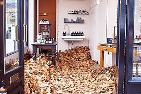 Aesop store with leaves on ground sculpture 1