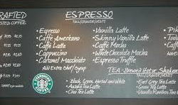Starbucks menu board